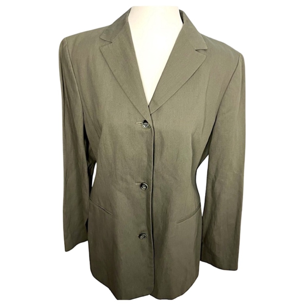 Vtg Banana Republic Oversized Women’s Blazer Cotton Linen Size 10 90’s Y2K Green